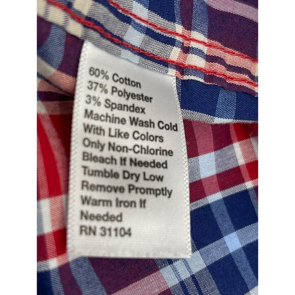 Saddlebred Red & Blue Plaid Button-Down Shirt Classic Fit XL Long Sleeve - Picture 3 of 9